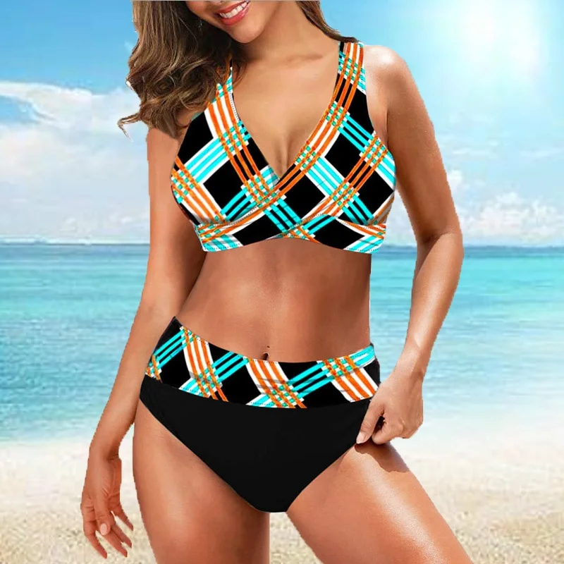 2022 Summer Women New Design Printing Bikini Set Two Piece Set Swimsuit Tight Slim Bikini Ladies Swimsuit Fashion Sexy Beachwear