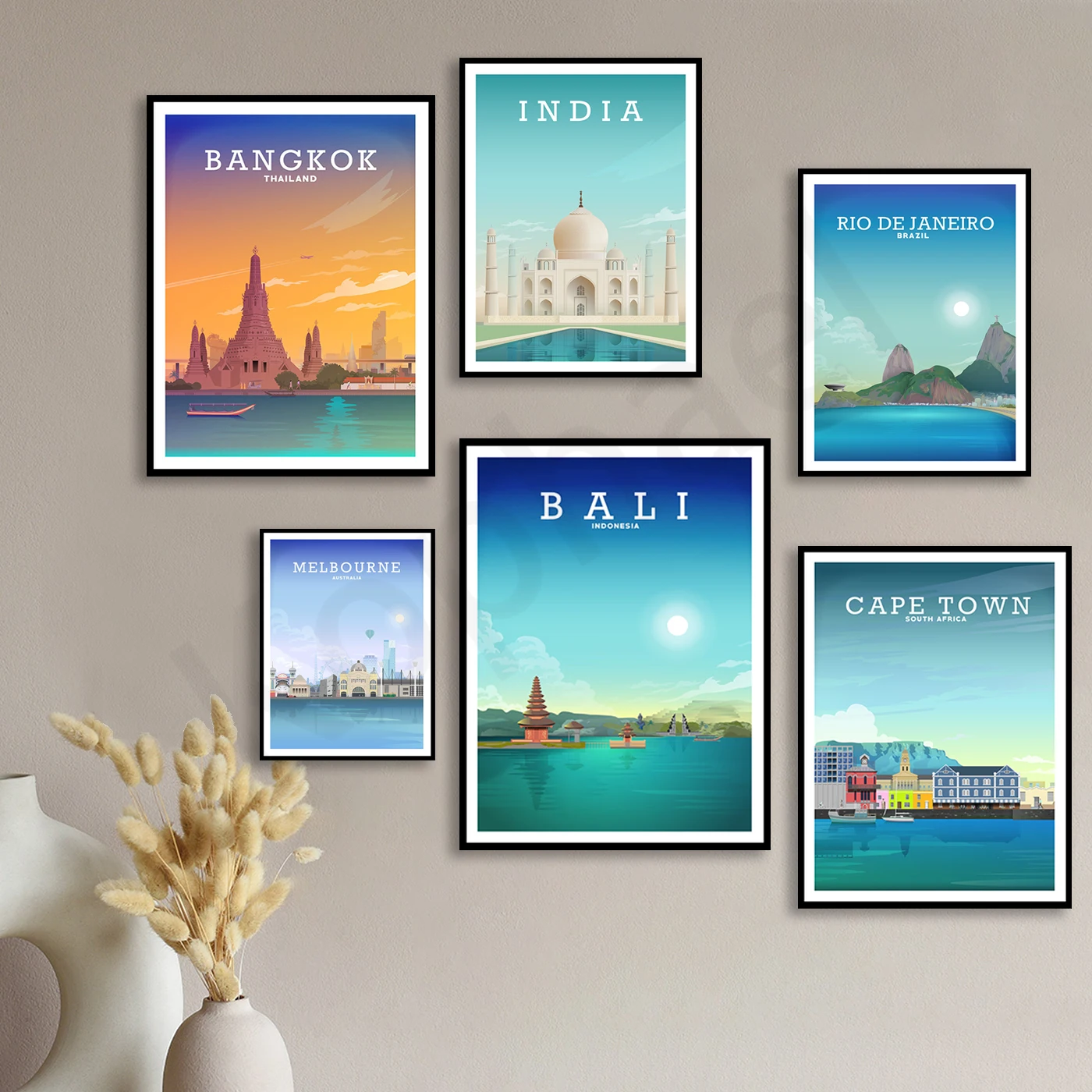 Maldives Bali Singapore Melbourne Cape Town India Rio de Janeiro Hong Kong Bangkok Seoul Phuket. City Travel Landscape Poster