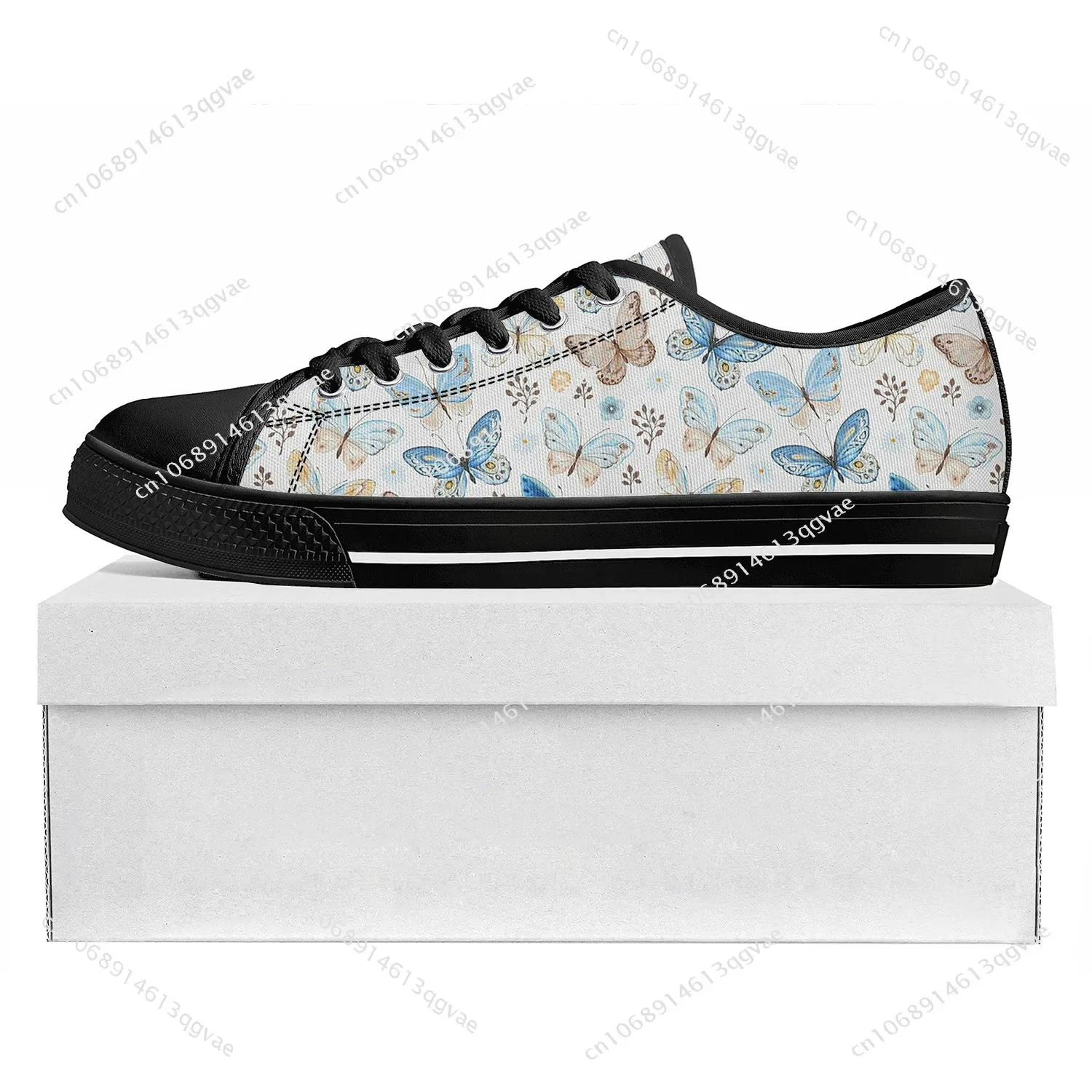 Butterfly Prints Low Top High Quality Sneakers Mens Womens Teenager Tailor-made Shoe Canvas Sneaker Casual Couple Shoes Black