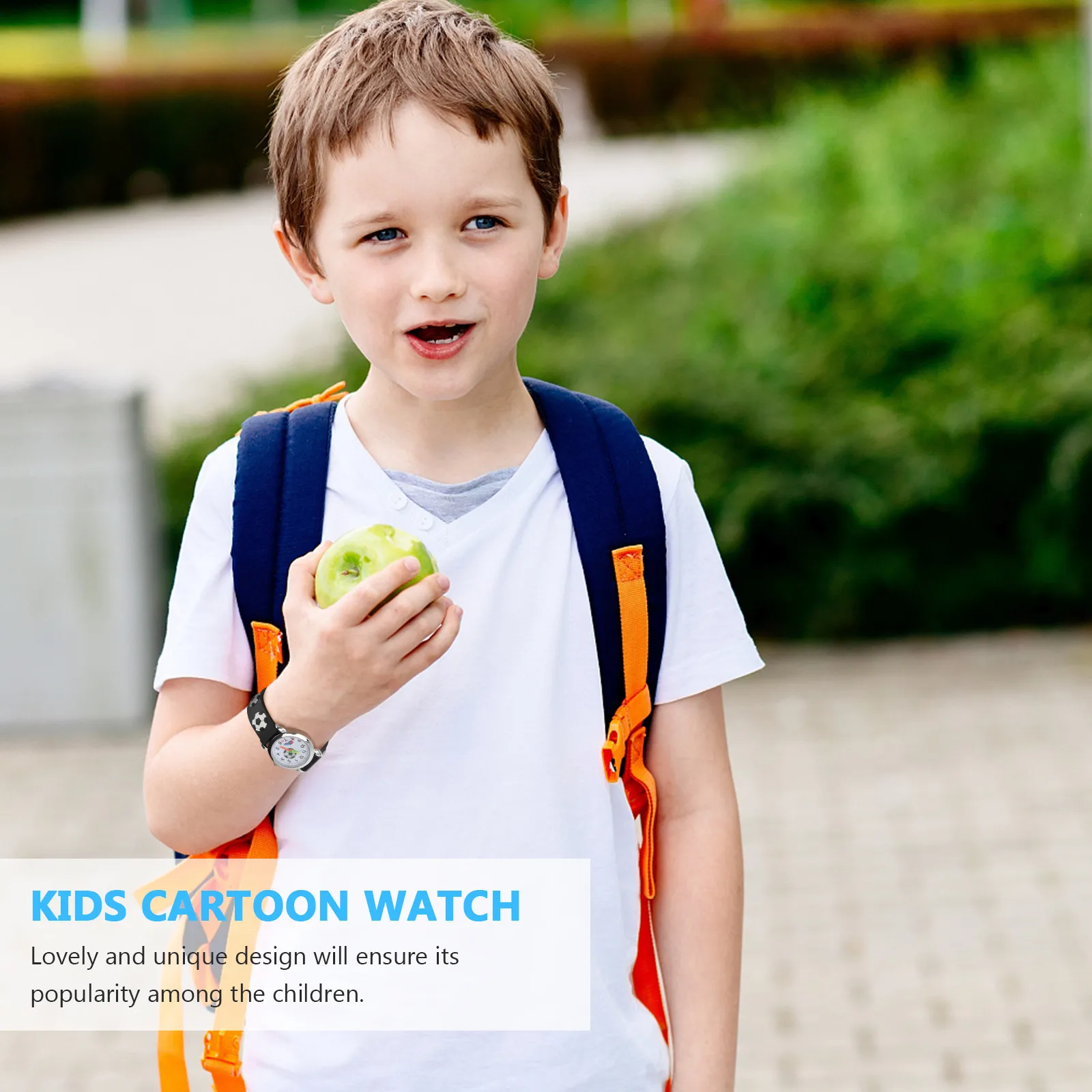 ساعة كرة قدم للأطفال كارتونية من السيليكون كوارتز للأطفال، ساعات معصم لطيفة للجنسين، هدية متينة باللون الأسود للأولاد والبنات