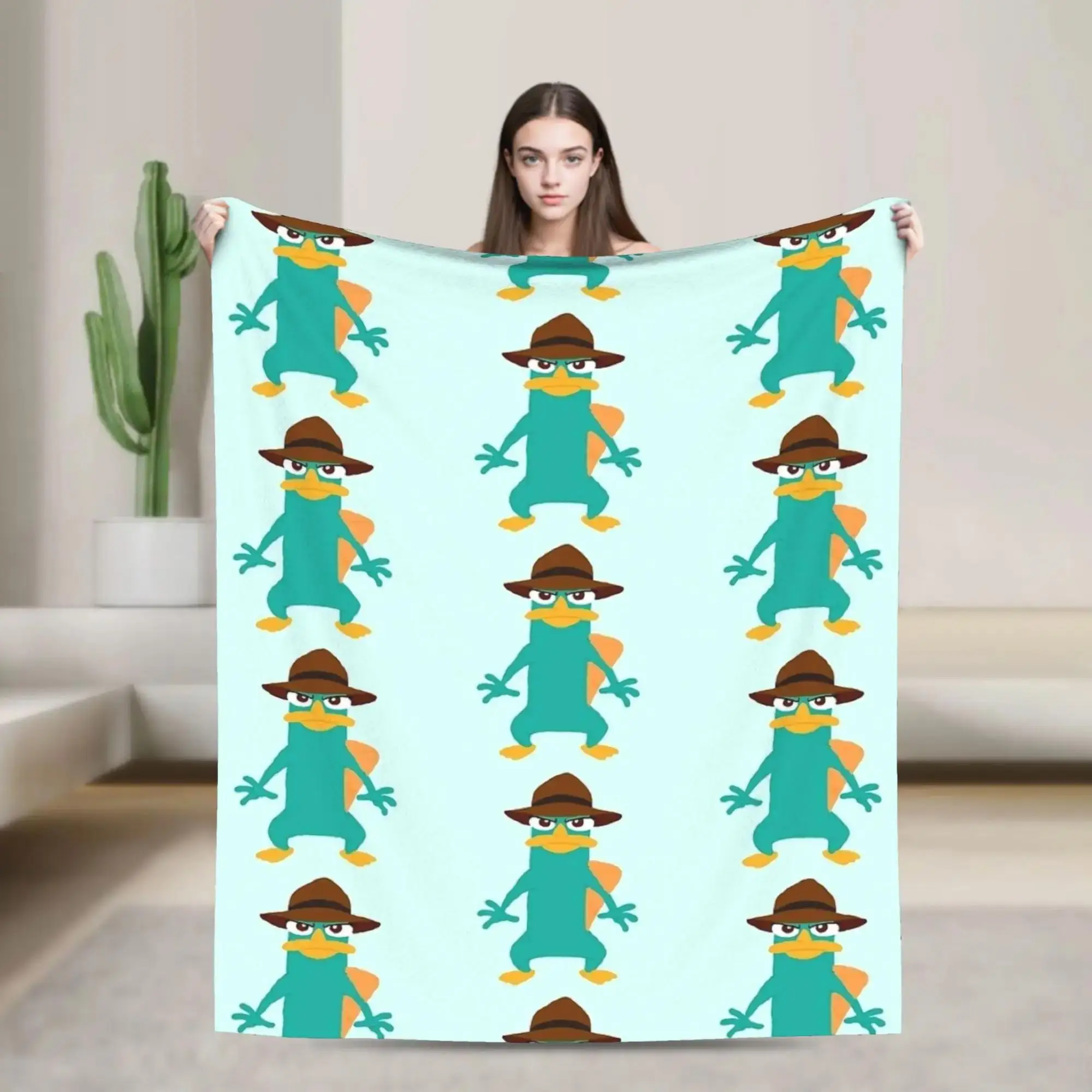 

Плюшевый фланелевый плед Perry the Platypus Agent M: Мягкое теплое покрывало для детской кровати, дивана, кушетки, весеннего домашнего декора