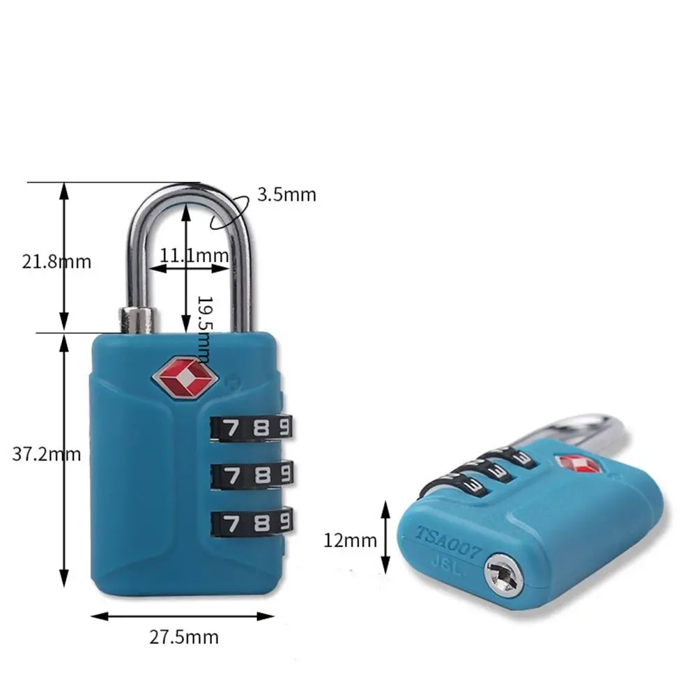 Portable Padlock TSA Customs Lock 3 Dial Digit Combination Lock Anti-theft Lock Safely Code Lock Luggage Lock Protect Security