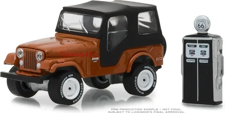 1: 64 1974 Jeep CJ-5-metal de cobre con bomba de aire antigua, modelo de aleación de Metal fundido a presión, juguetes para colección de regalos