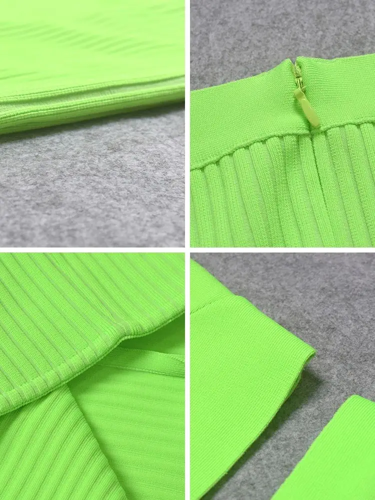 เซ็กซี่Bodycon Mini CamisยาวSlim Partyชุดกระโปรงแฟชั่นถักสีเขียวผ้าพันคอชุดสปาเก็ตตี้Bustier Evening