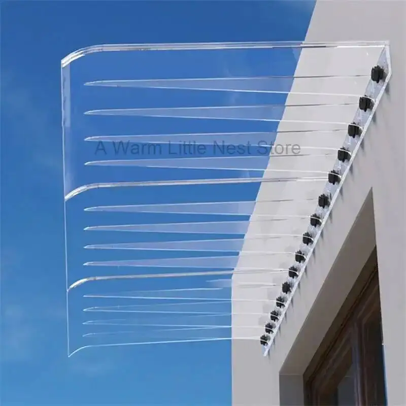 Wall Mounted Window Canopy Front Door Head Canopy Transparent Rain Shield Awning Home Outdoor No Brackets Awning Rain Shelter