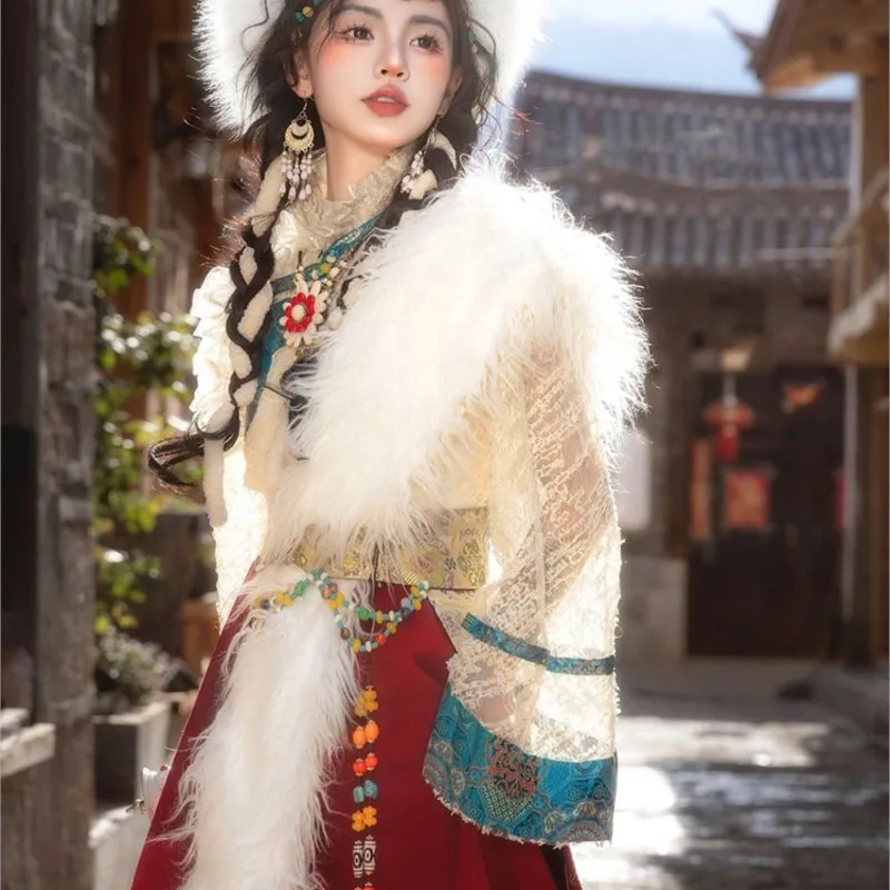 

Tibetan Costume Women's New Robe Girl's Ethnic Dance Costumes