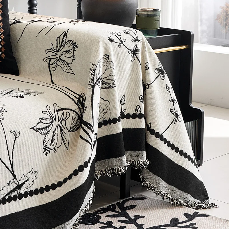 Vintage Flower Thicken chenille Sofa Cover Sofa Blanket simple cushion ins wind sand hair towel fashion lunch blanket Sofa Towel