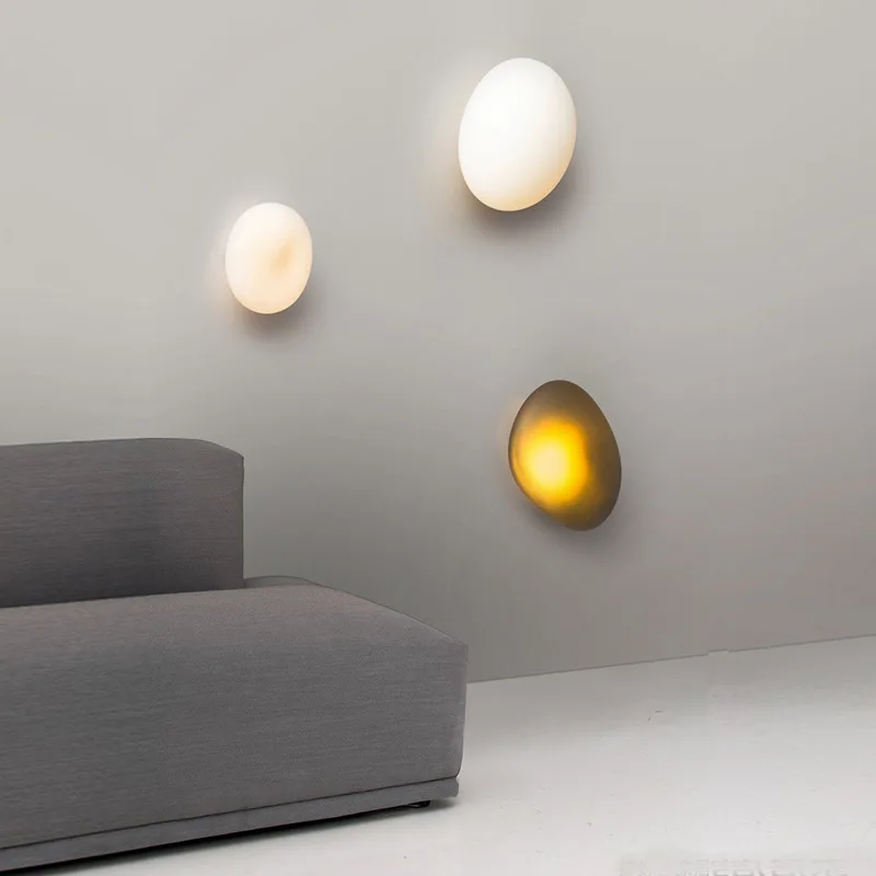Simple Color Glass Pebble Wall Light Nordic Room Decoration Living Room Bedroom Wall Lamp LED Source Atmosphere Luster Lighting