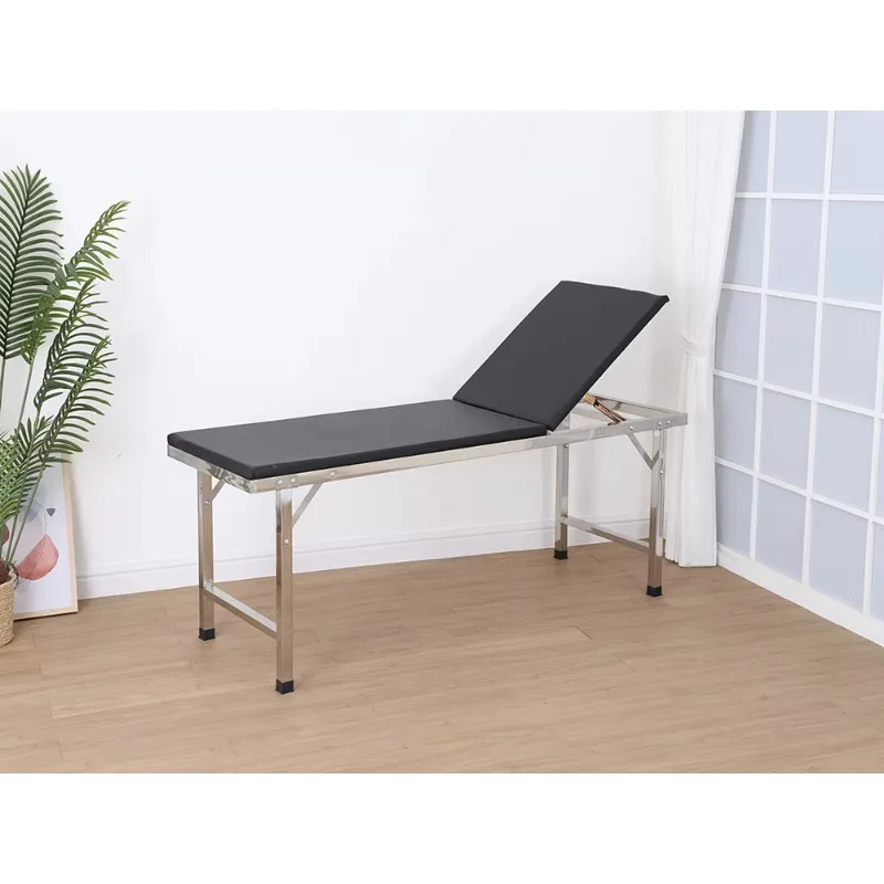 Las clínicas médicas utilizan camas portátiles para examen de pacientes hospitalarios con listas de verificación ajustables