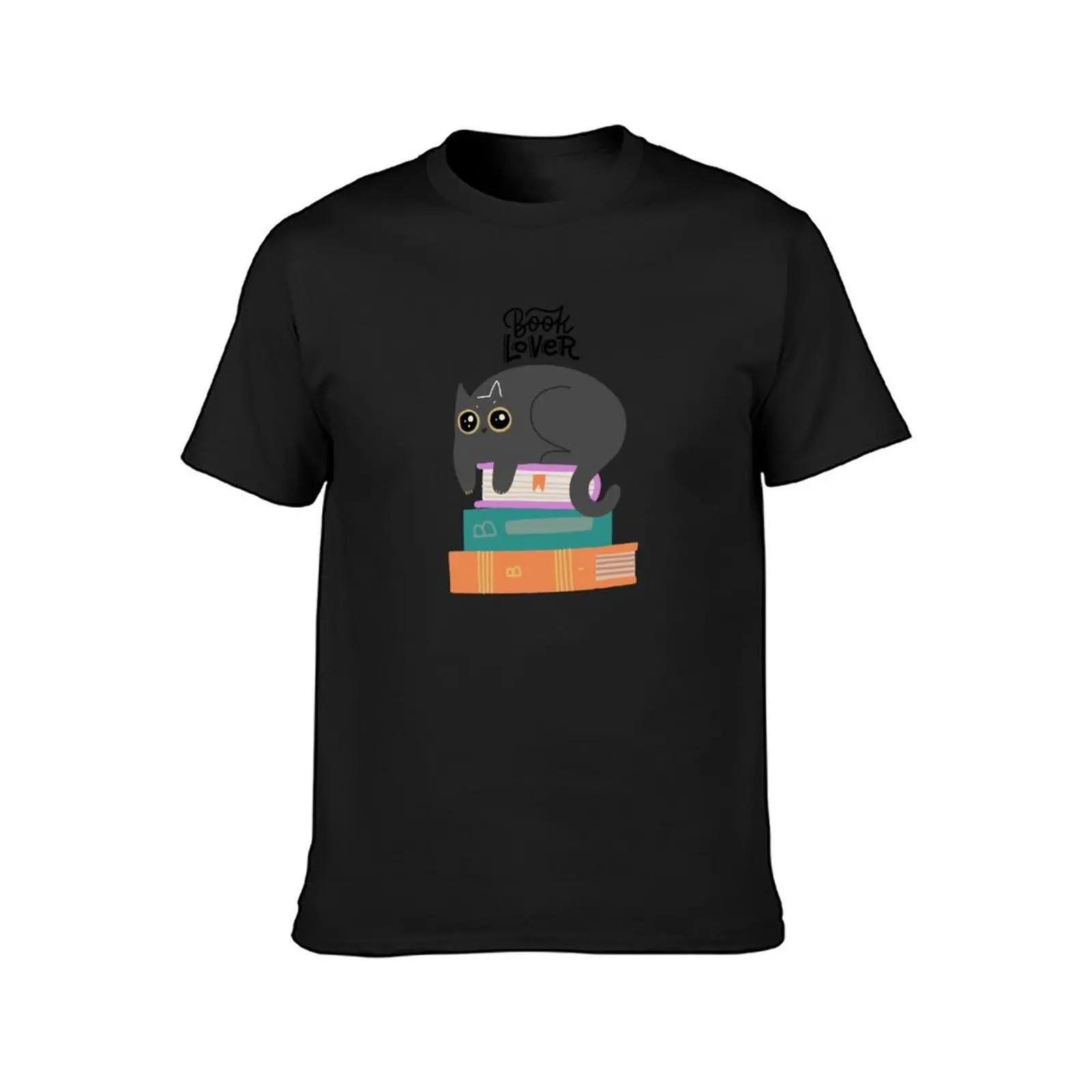 Cat on bookstack, TBR pile, Cat lover, Book lover, cute bookish reader T-Shirt kawaii clothes shirts graphic tees Men's t shirts