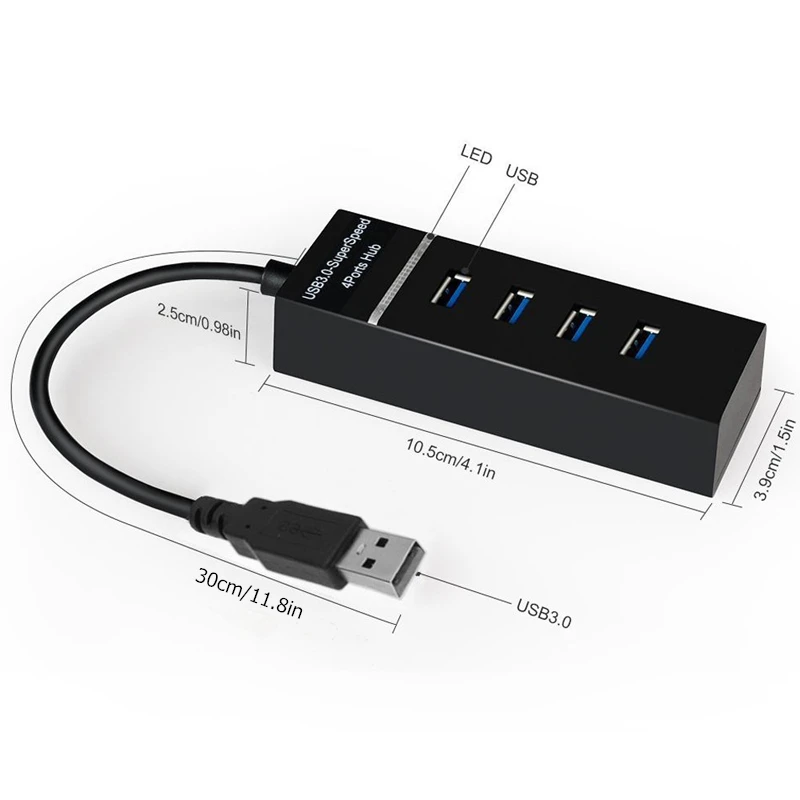 Concentrador USB de alta velocidad para PC, estación de acoplamiento, adaptador divisor para discos duros, ratón y teclado, 5Gbps, 3 0, 4 puertos