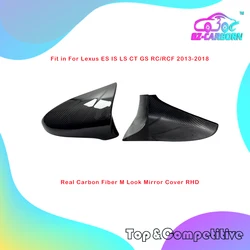 2013-2018 For Lexus ES IS LS CT GS RC/RCF Car Side Rearview Mirror Cover Caps Real Carbon Fiber Add On/Replacement Style LHD/RHD