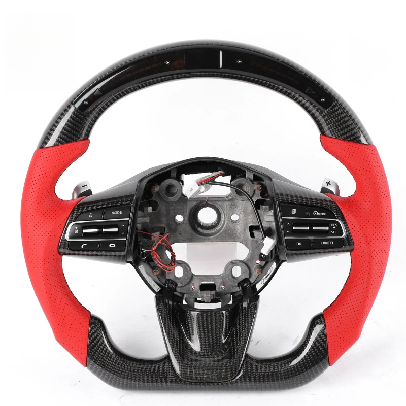 Custom Carbon Fiber Sport Steering Wheel Fit Stinger GT Interior Mod Parts
