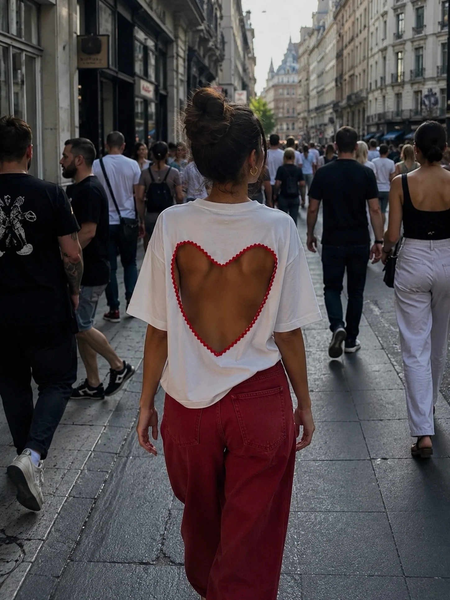 

Women Back Heart Cutout T-shirt Short Sleeve Y2K Chic Sweet Loose Casual Top Summer Trendy Sexy Streetwear Oversized T Shirt
