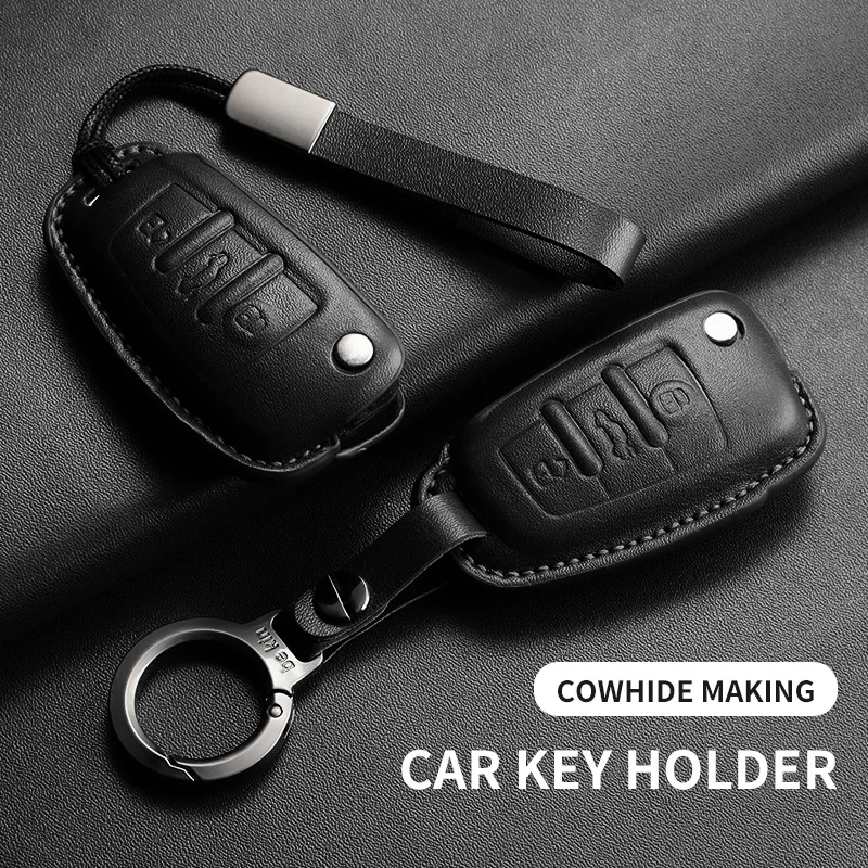 Leather Cars Key Case Cover Shell Fob For Audi A1 A3 A4 A5 A6 A7 Q3 Q5 S6 B6 B7 B8 C6 8P 8V 8L TT RS Protector Shell Accessories