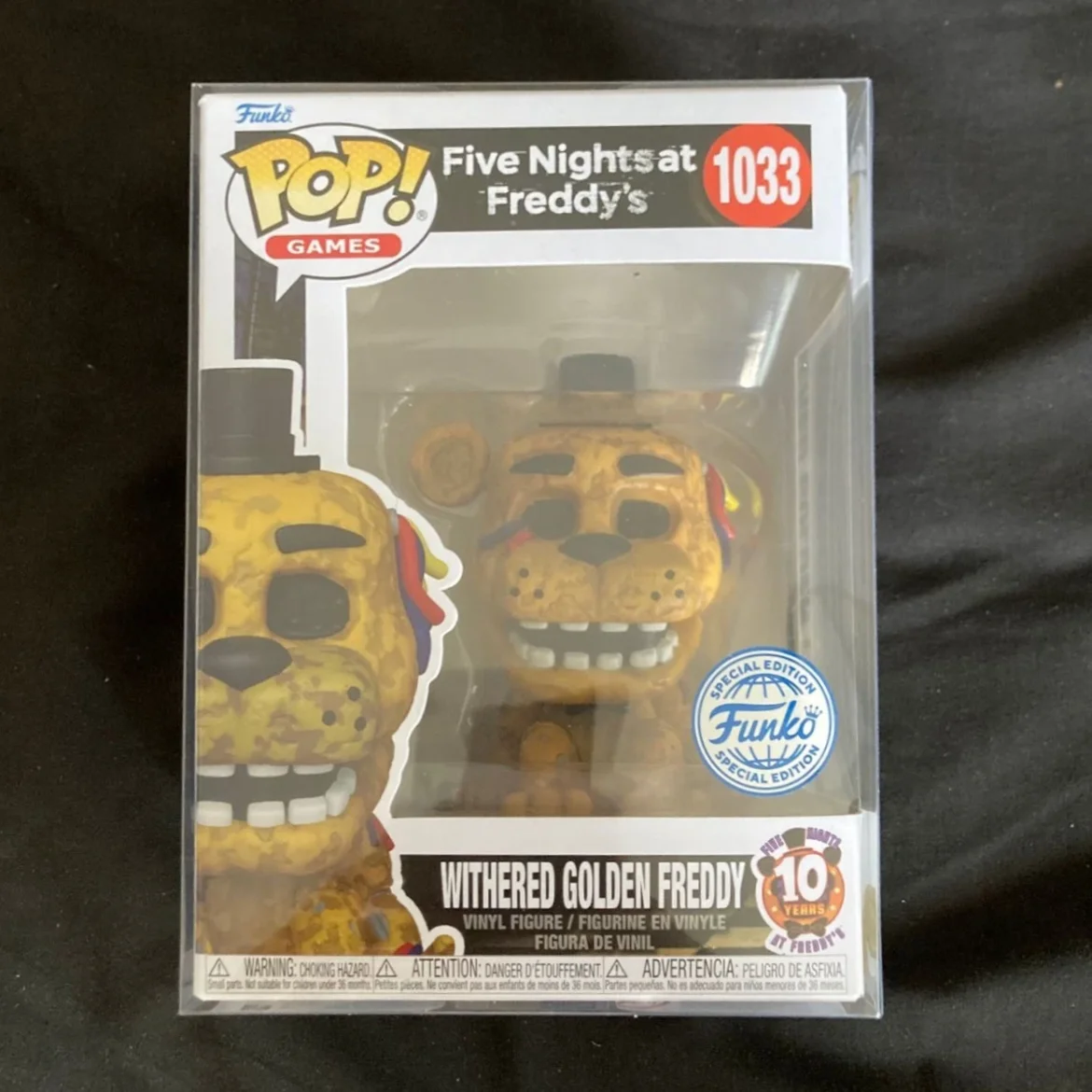 خمس ليال في فريدي بوب! شخصيات ذابلة جولدن فريدي 1033 FUNKO 3.9 بوصة من الفينيل قابلة للجمع طبعة محدودة لعبة هدية