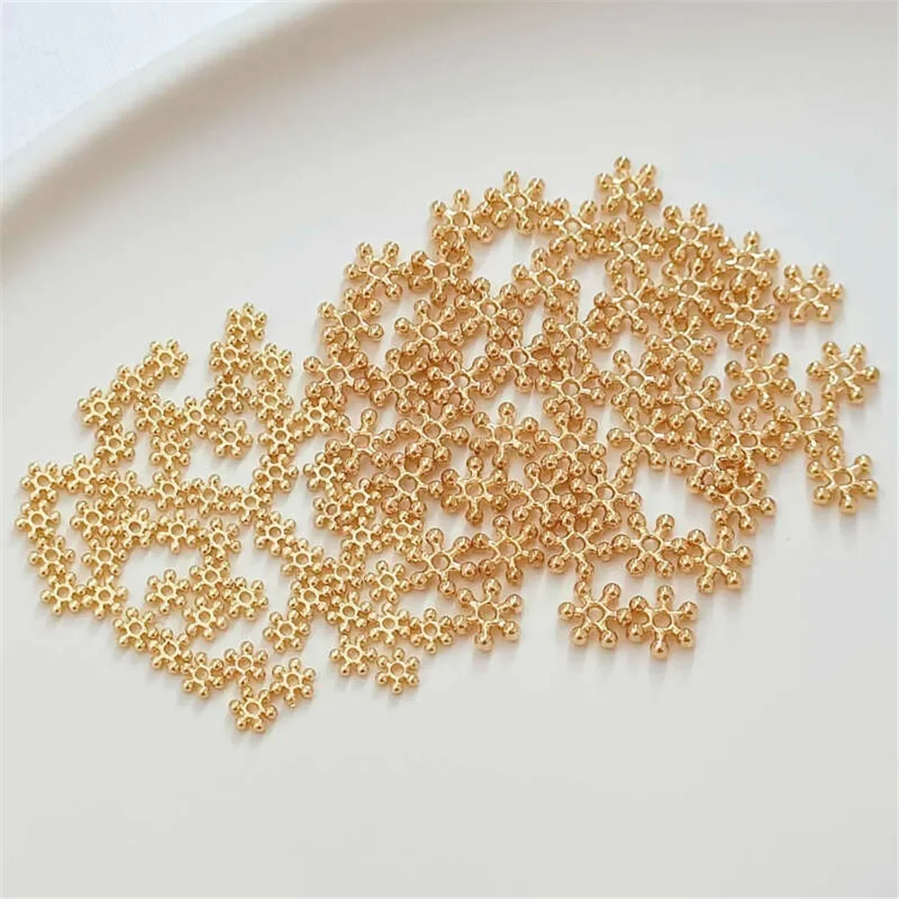 14K Gold-plated Snowflake Flake Flower Spacer Beads Loose Beads Handmade Diy Bracelet Earrings Material Accessories Ornaments view 5