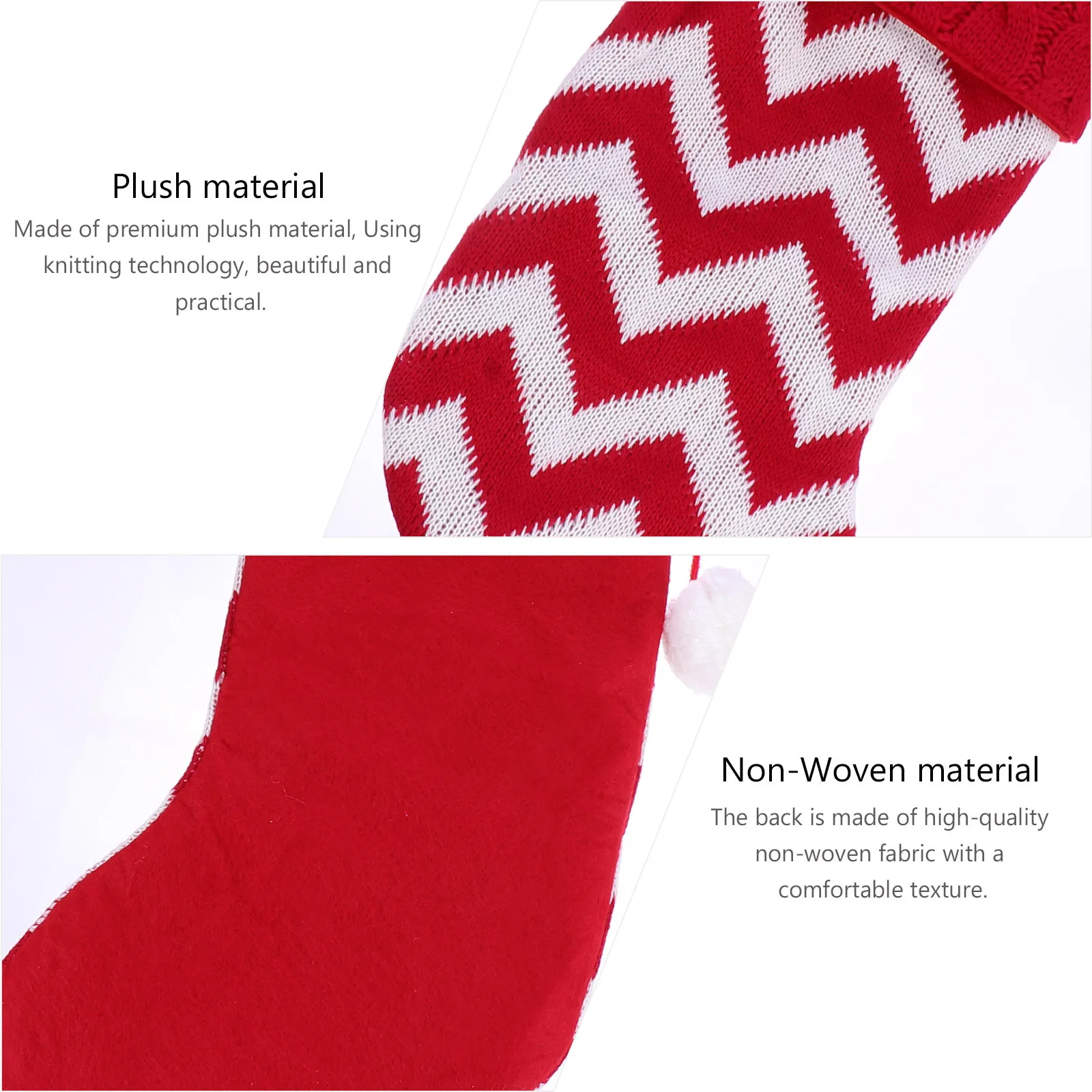 

Christmas Stockings Red White Stripe Knit Hanging Gift Socks Candy Pouch Decorative Holiday Stocking Holder Pendant