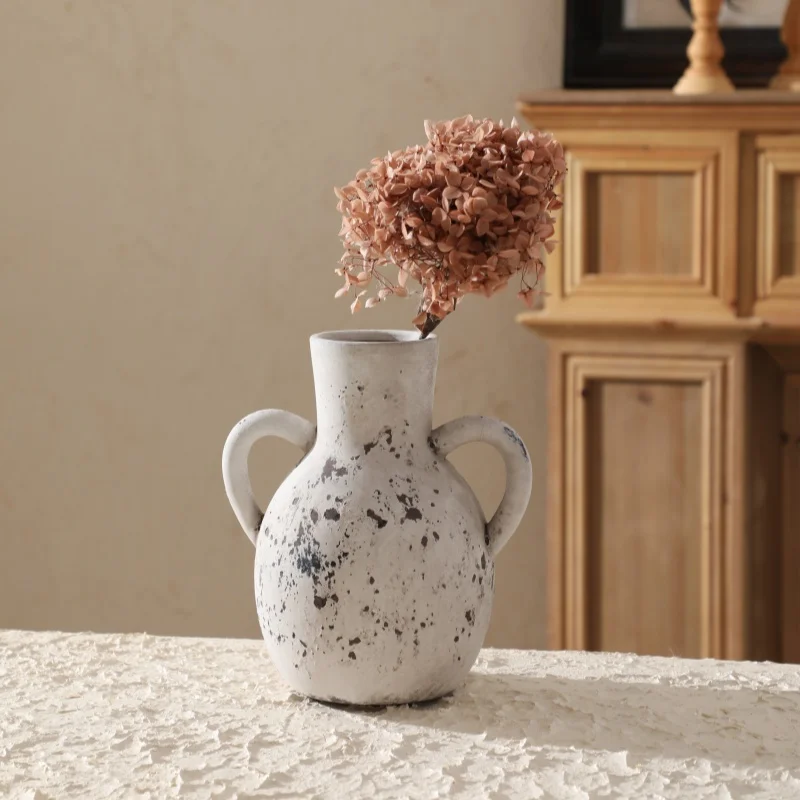 18.6CM High Nostalgic Handmade Ceramic Vases Vintage Handmade Style Flower Vase For Indoor Decorative Elegant Decorative Vases