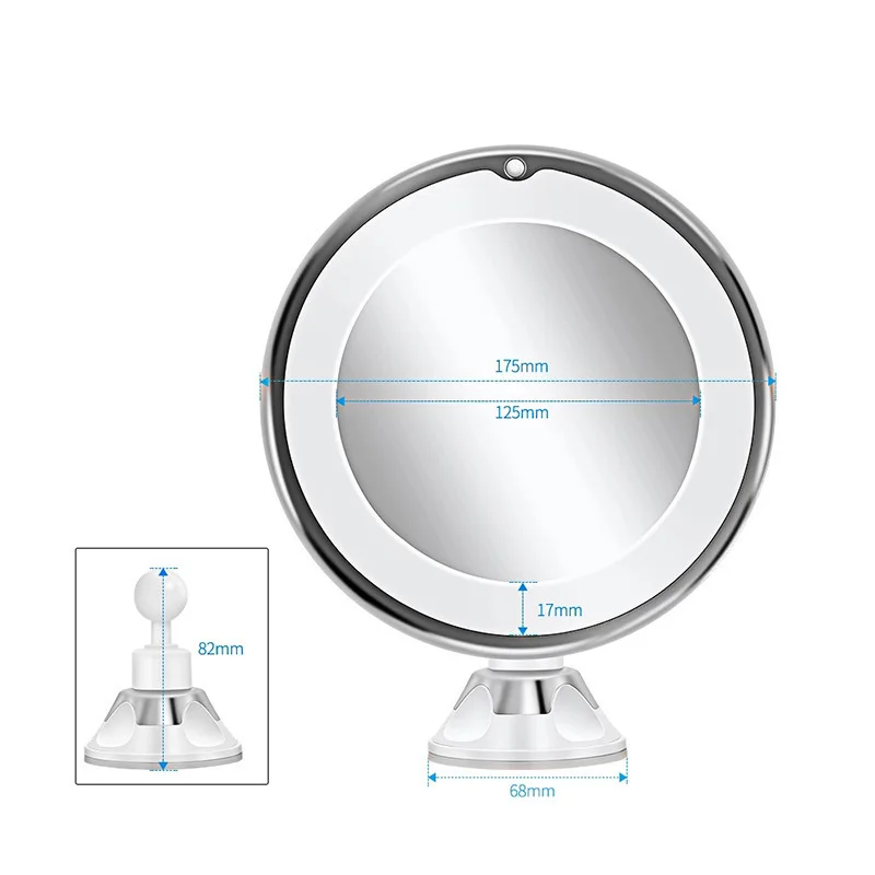 Specchio per il trucco flessibile 10x specchi d'ingrandimento 14 Led Touch Screen illuminato specchio da toeletta specchietti cosmetici da toeletta portatili