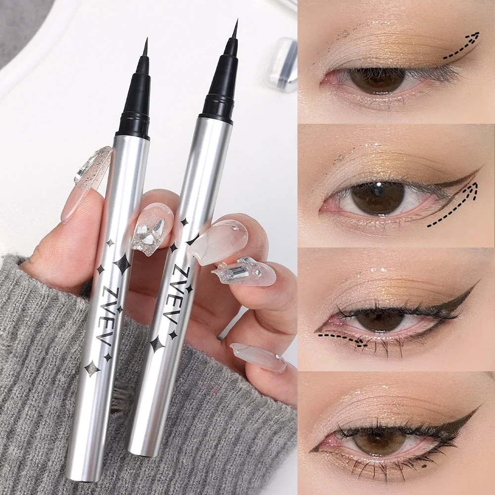 DIY Lower Eyelash Seal Liquid Eyeliner Set 2IN1 Double-ended Lower Eyelash Stamp Fast Dry Black Brown Liquid Eyeliner Pen Makeup