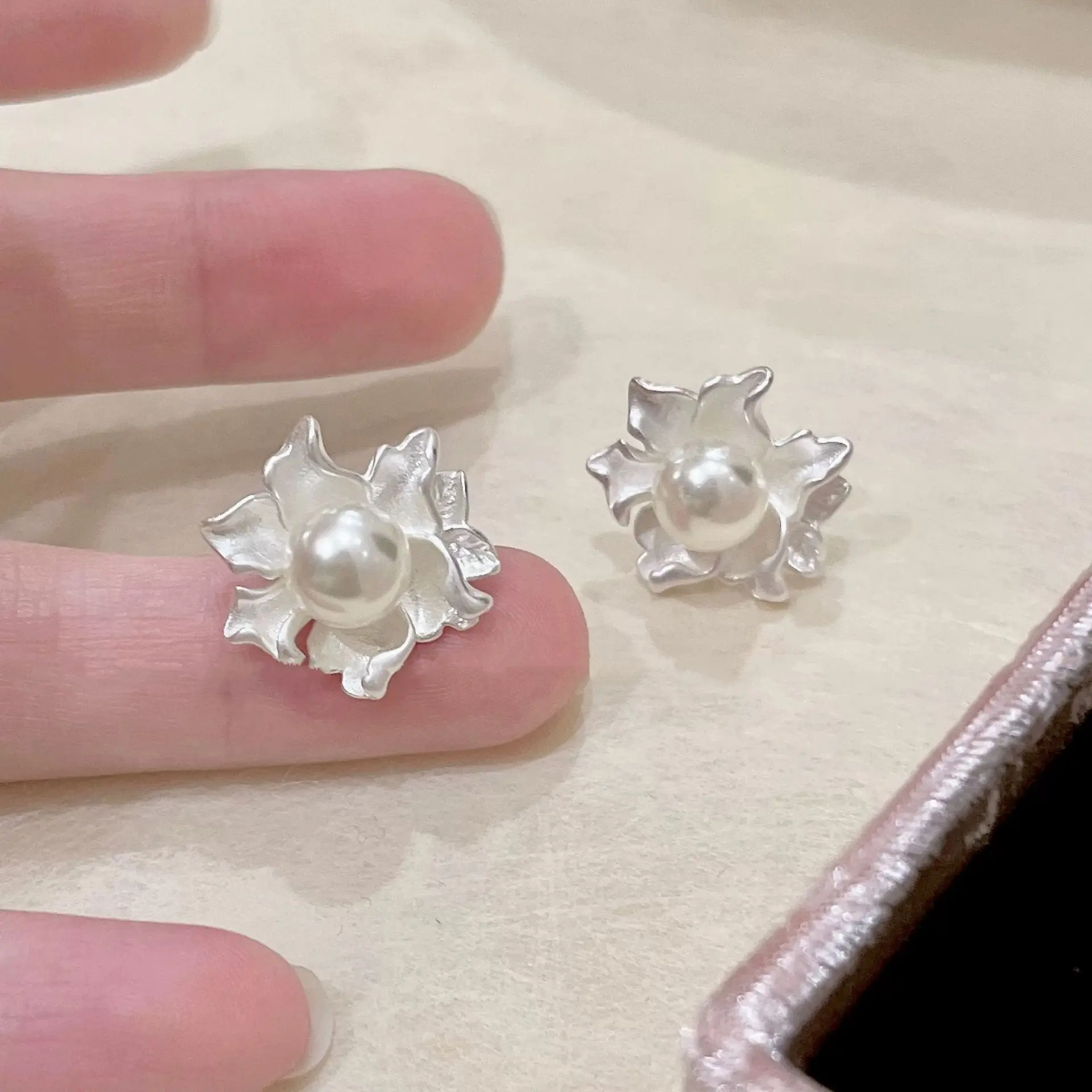 925 Silver Stud Earrings Elegant Flower Pearl Windmill Sunflower Cute For Women Girl Gift Jewelry Dropshipping Wholesale