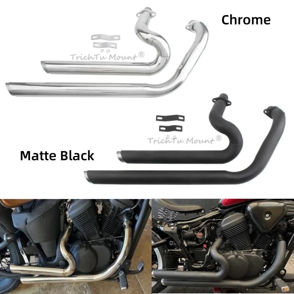 

Motorcycle Exhaust Pipe With Muffler Removable Silencer Black/Chrome For Honda Shadow VLX600 VLX400 VT600C VT600CD VT400 1988-08