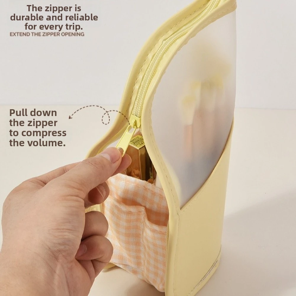 Waterproof Toothbrush Toiletry Pouch Clear Zipper Closure Portable Beauty Holder Vertical Large Capacity Makeup Brush Case