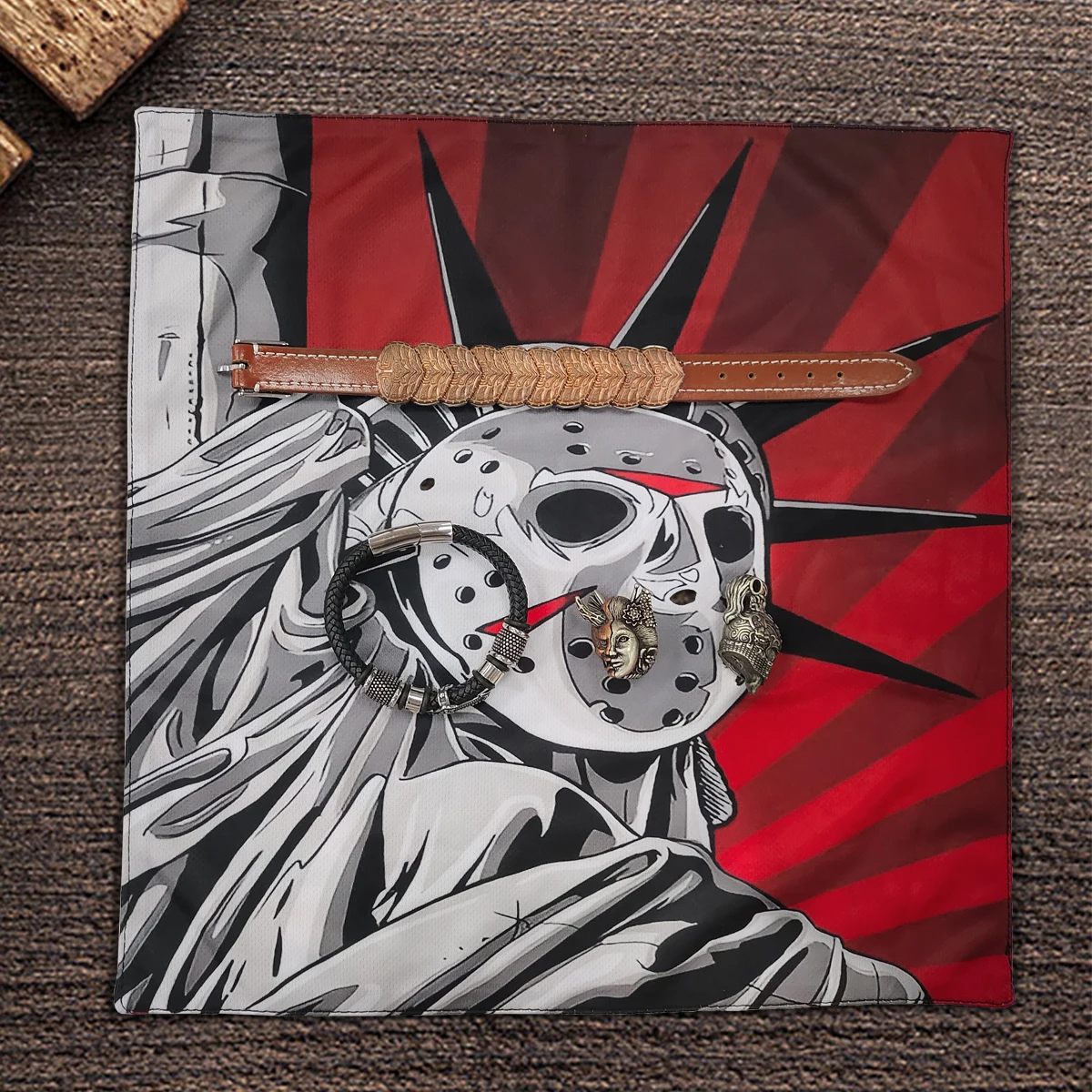 

New Handkerchief for Men Outdoors Knife Beads Decoration Storage EDC Hank Personality Pattern Square Handkerchiefs