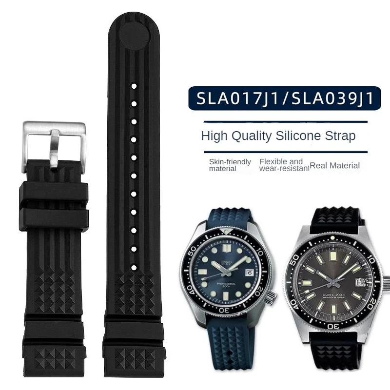 Soft rubber strap for Seiko replica SLA017J1 SLA037J1 SLA039 Casio Swordfish Citizen waterproof silicone chain Watchband 20 22mm