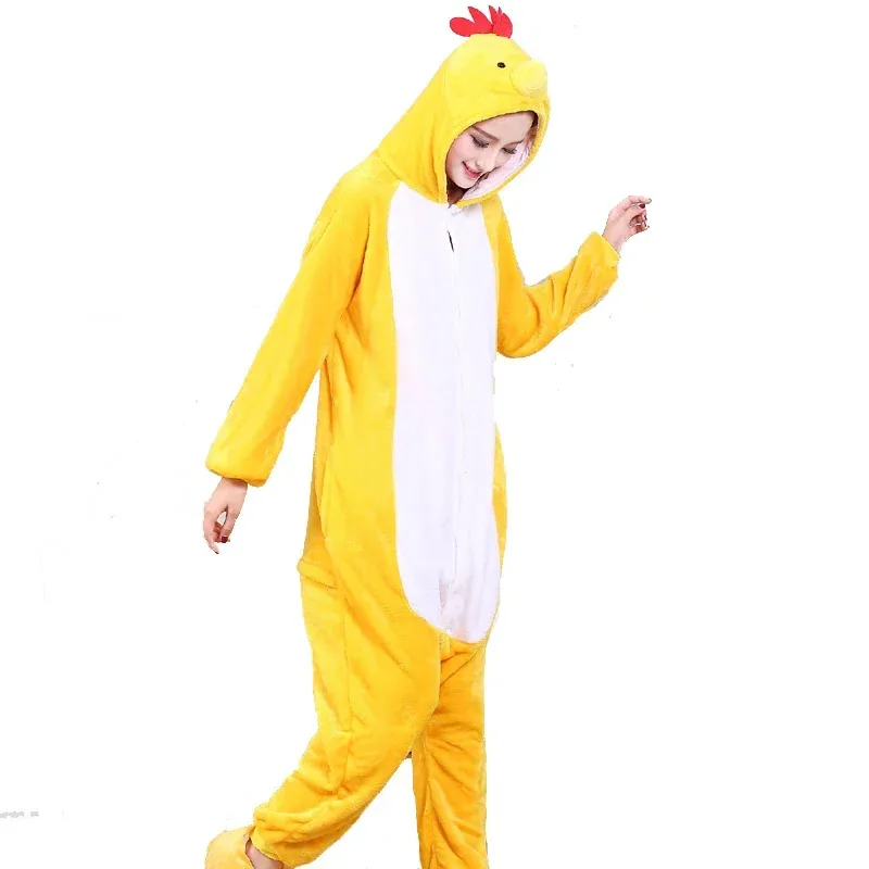 

2025 New Chicken Pajamas Onesies For Adults Anime Kigurumi Men Sleepwear Women One-Piece Pijamas Cartoon Bodysuit Cosplay Cos AA