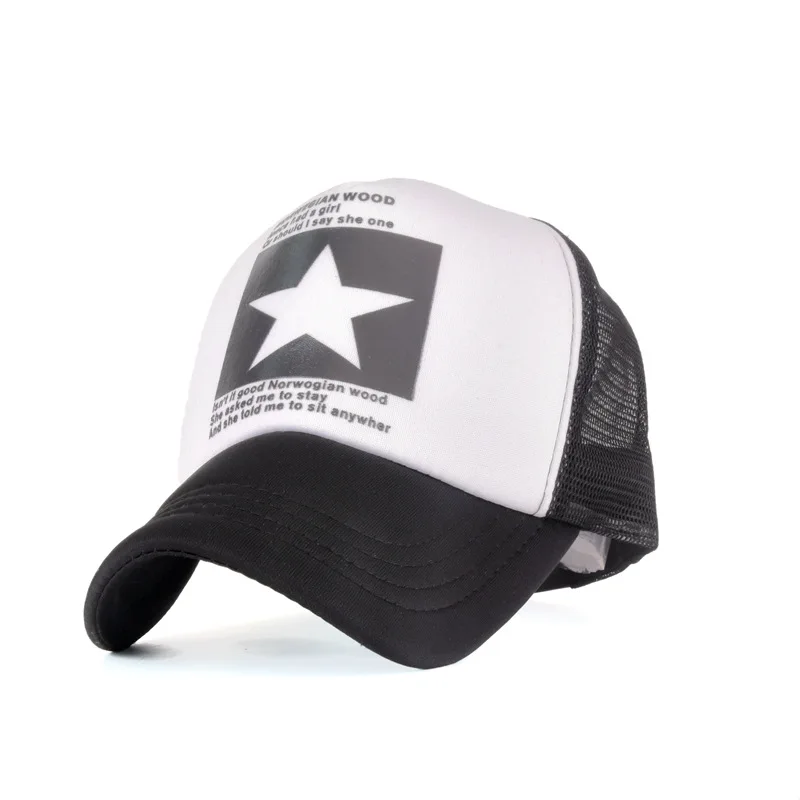 Foreign trade AliExpress summer new five-pointed star big brand pattern tennis baseball cap men's and women's truck hat hip-h...