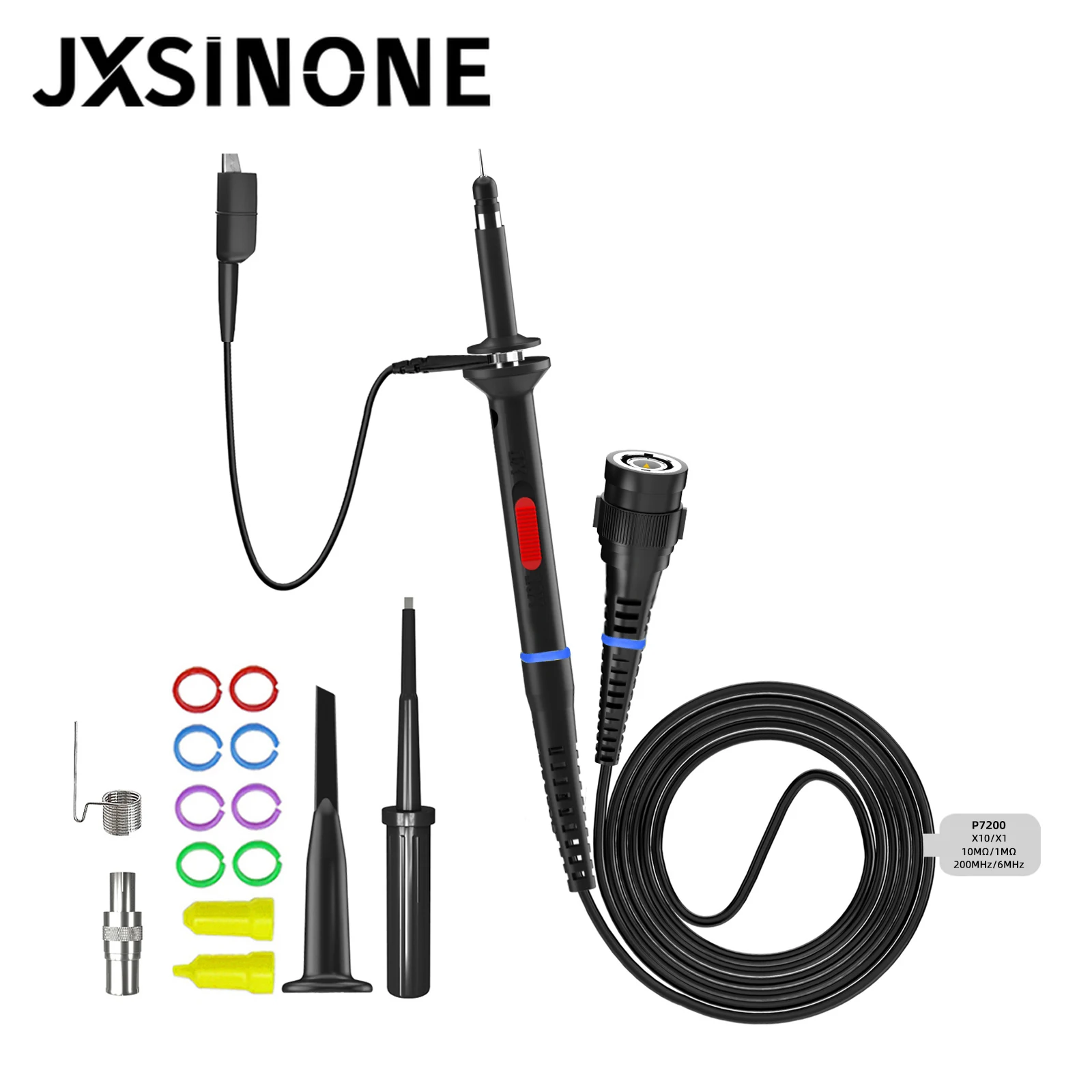 

JXSINONE P7200 1PCS DC-200MHz Oscilloscope Probe Safety BNC Protective Cap Scope Probe X1/X10 10:1