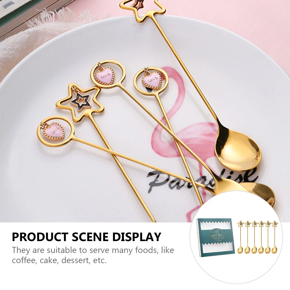 

6Pcs Boxed Stainless Steel Spoons Rustproof Unique Design Coffee Dessert Stirring Scoop Gift Set Boxed Coffee Spoon