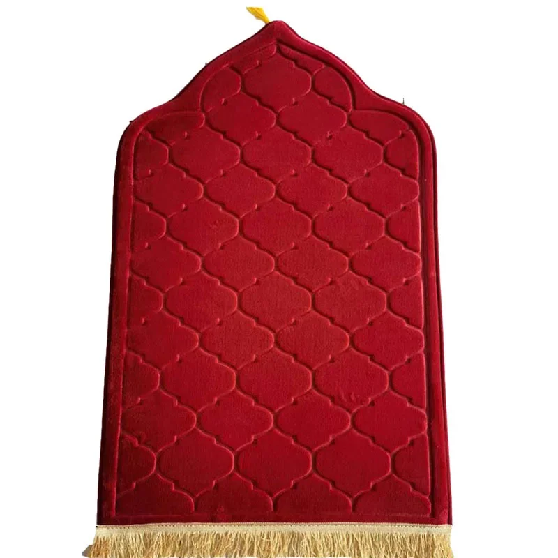 Islamic Prayer Rug with Embossed Pattern, Velvet Flannel Mat for Home, Wholesale & Dropship Available, Religious Floor Covering