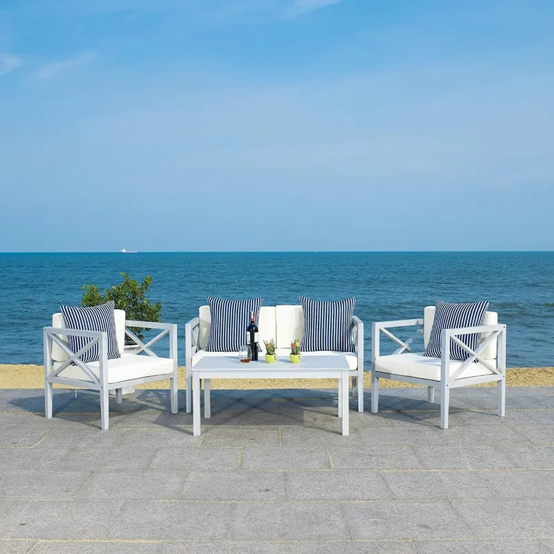 

Outdoor Sofa,4-piece Patio Outdoor Set,gray/beige+fine Stripes,suitable For Garden Sofas On Terraces And Lawn Pool Furniture