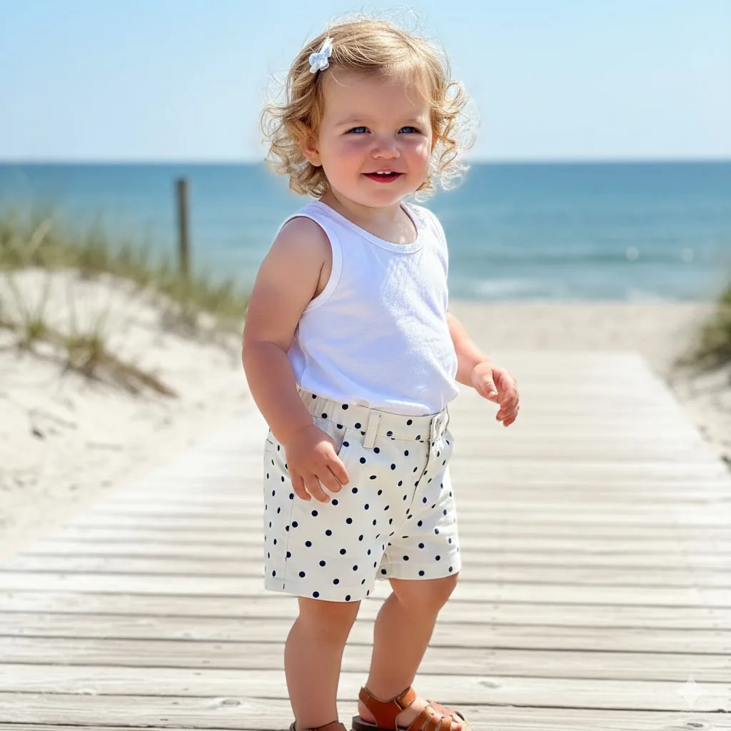 

SeasonSea, летние детские шорты для детей 0-2 лет, дышащие шорты для детей от 6 до 18 месяцев, эластичные хлопковые детские штаны в горошек для малышей