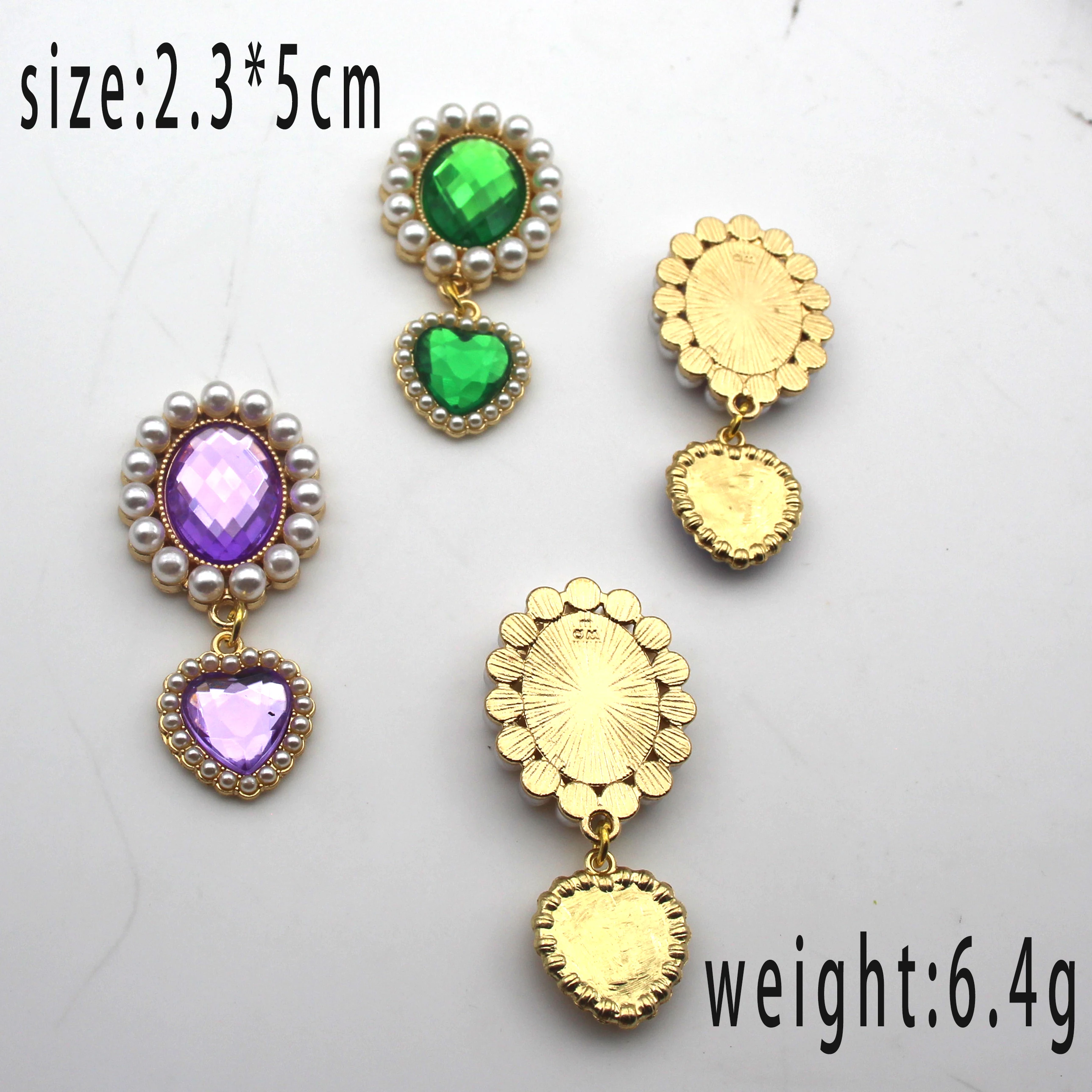  10Pcs Pearl Rhinestone Connector Charms 2.3×5cm Gold Plated Oval Crystal With Heart Dangle Pendant For Bikini Dress DIY Jewelry
