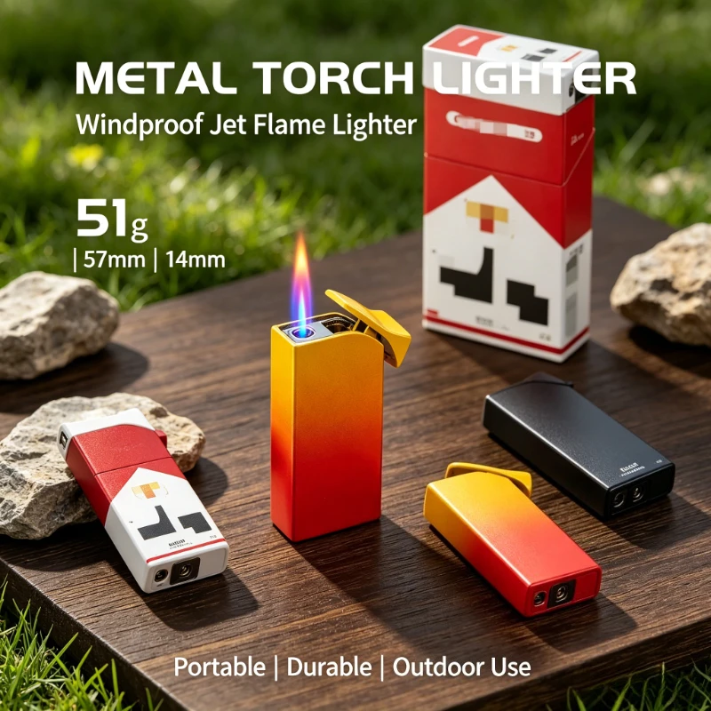 

Premium Zinc Alloy Cigarette Box Lighter, Scratch & Drop Resistant, Windproof Jet Flame, Refillable Pocket Smoking Accessory