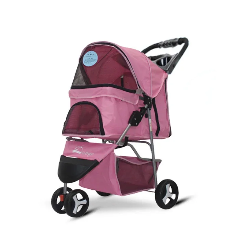 Imagem -05 - Três Rodas Pet Stroller Dobrável Pet Carrinho Carrinho de Cachorro Pequeno e Médio Porte Teddy Cat e Dog Travel Carro Cães Buggy