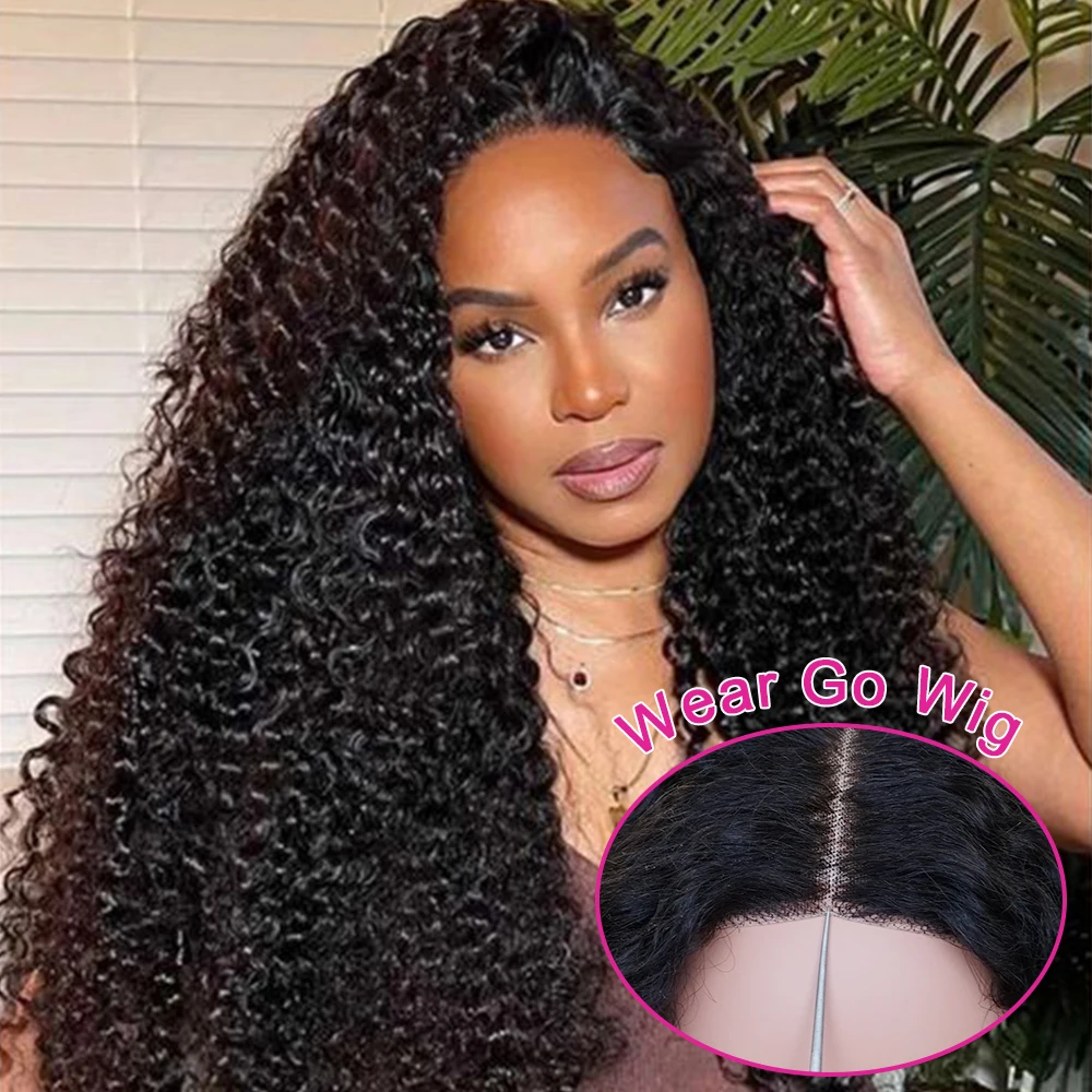 

5x5 Glueless Wig Kinky Curly Indian Remy Lace Closure Human Hair Wig 250% Density Preplucked Natural Hairline Ready to Wear