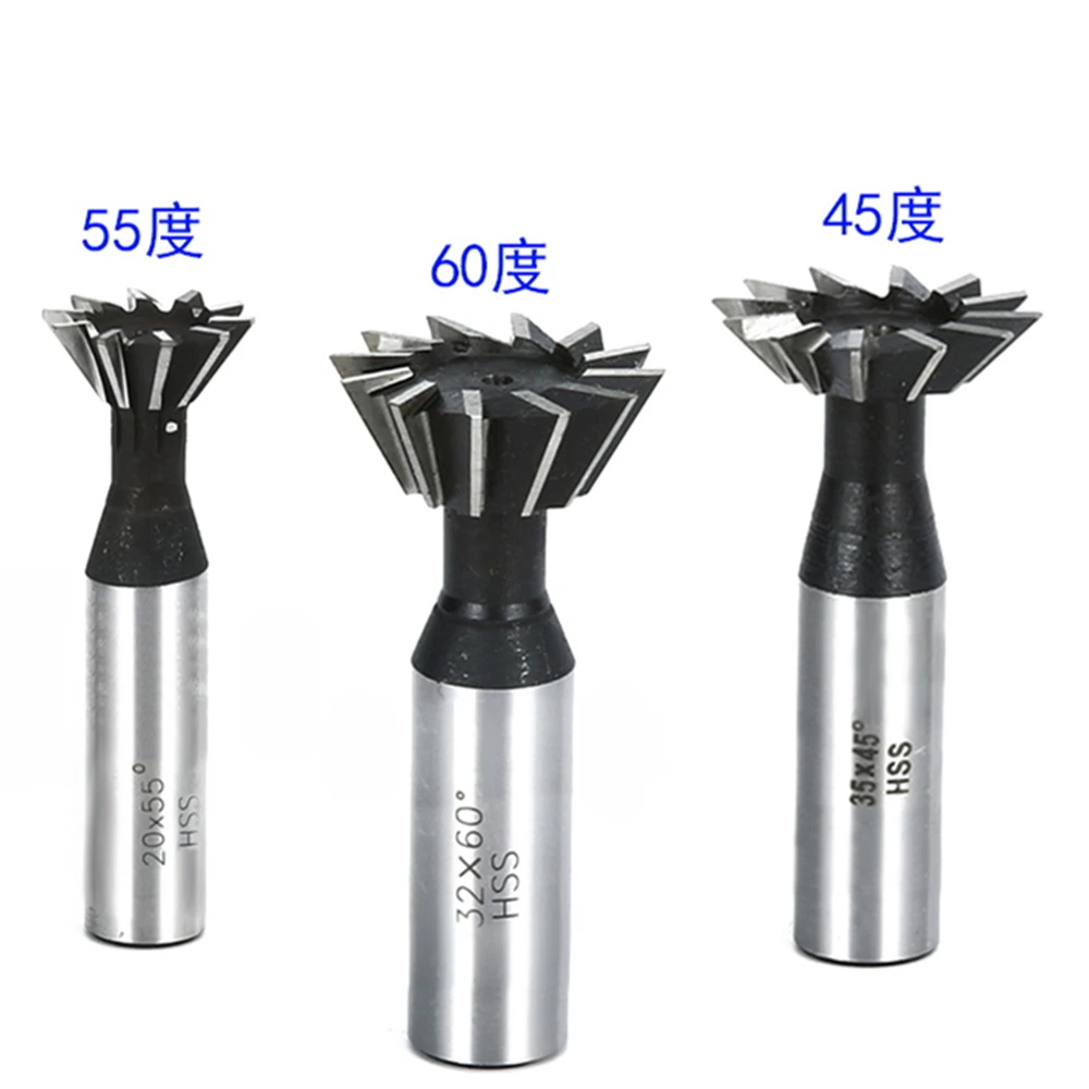 10mm 12mm 16mm 20mm 25mm 30mm 40mm 50mm 60mm Dovetail Milling Cutter 45 55 60 Degrees CNC Router Bit Straight Shank HSS End Mill