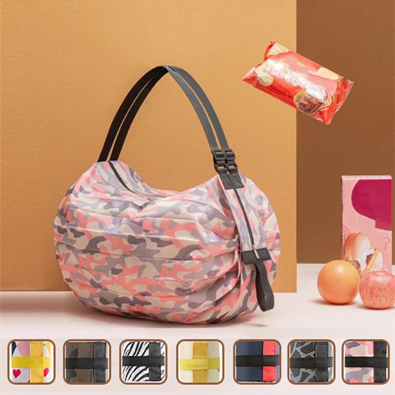 1Pcs Portable Big Folding Shopping Bag Eco-Friendly Handbag Reusable One Bag Storage Grocery Travel Foldable Bag Shoulder