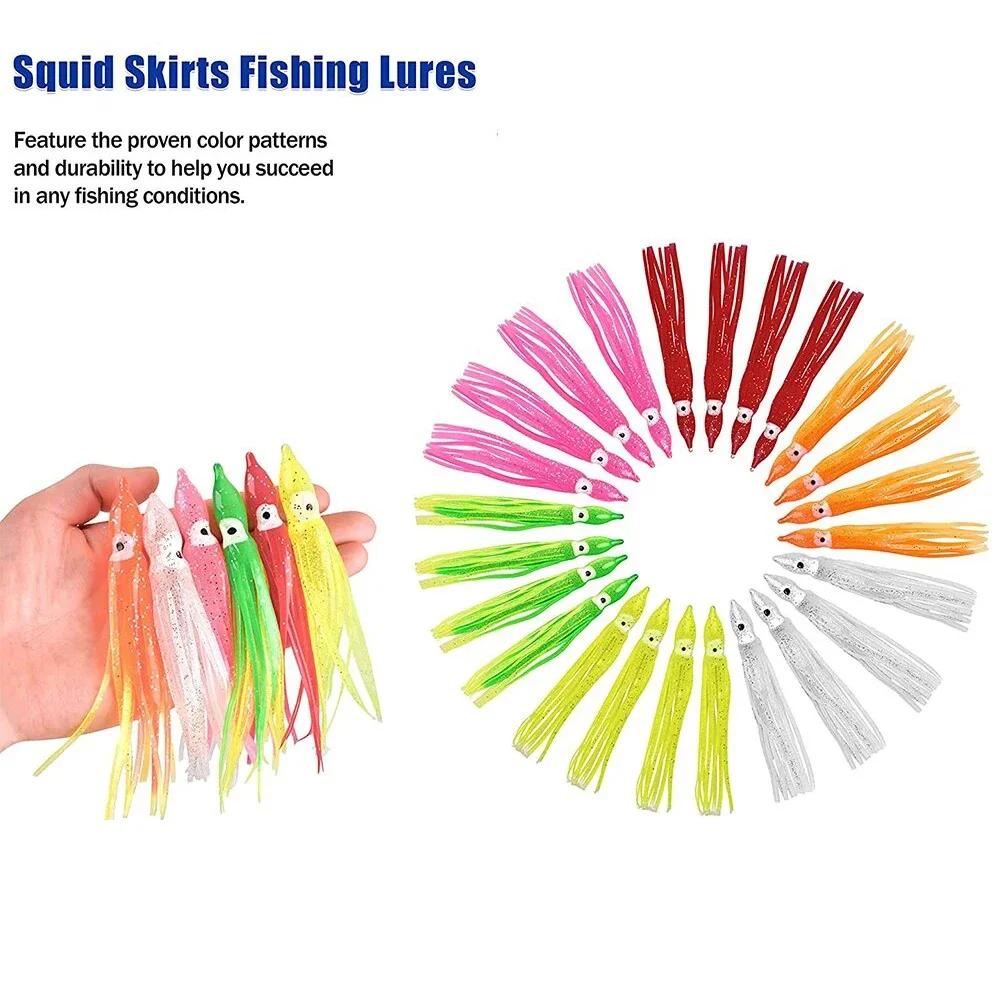 

Fishing Lures,Squid Octopus Skirts Soft Plastic Lures Trolling Saltwater Bait For Jigs Silicone Artificial Jigging Bait Tackle