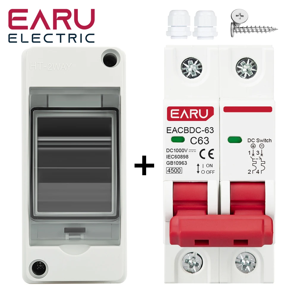 EARU HT-2 Kunststoff Wasserdicht IP65 Außenmontage-Verteilerdose Schutzschalterkombination MCB DPN DZ47