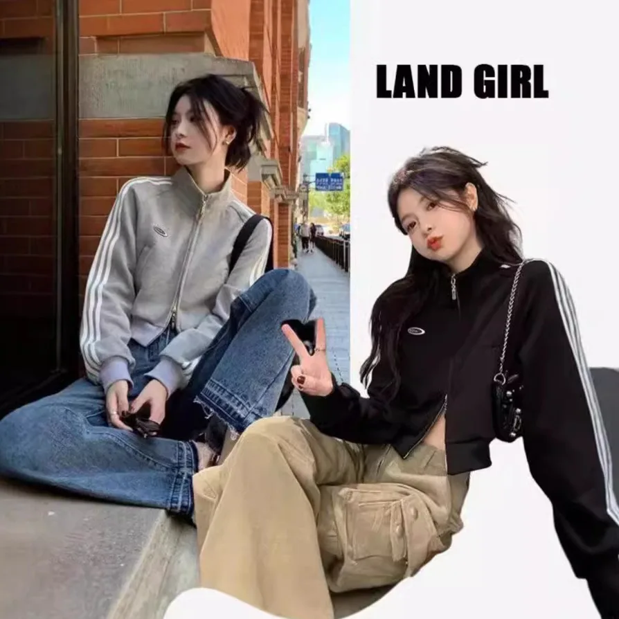 

Весенне-осенняя корейская короткая толстовка на молнии, женский кардиган с длинными рукавами, спортивный топ, женская куртка