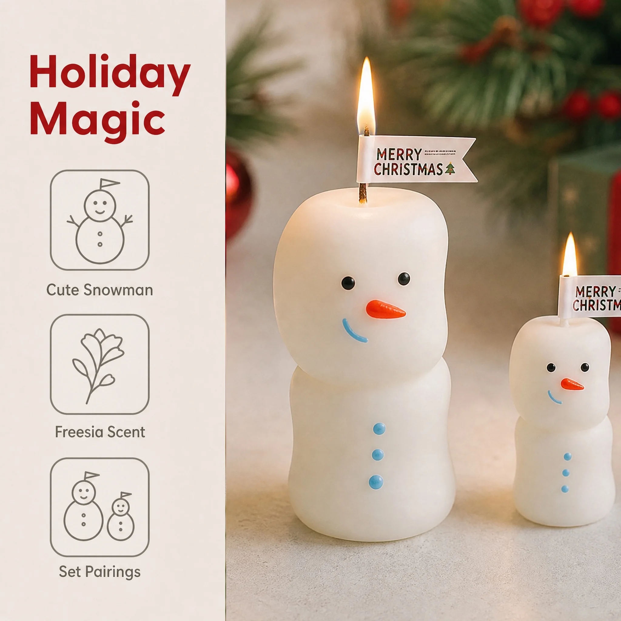 Home Fragrance English Pear And Freesia - Cute Snowman Christmas Scented Candle Set,