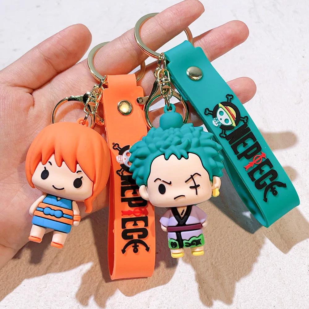 Llavero de Anime de One Piece al por Mayor, Monkey D. Luffy, Roronoa Zoro, para Bolsa, Coche, Regalo para Hombres y Mujeres