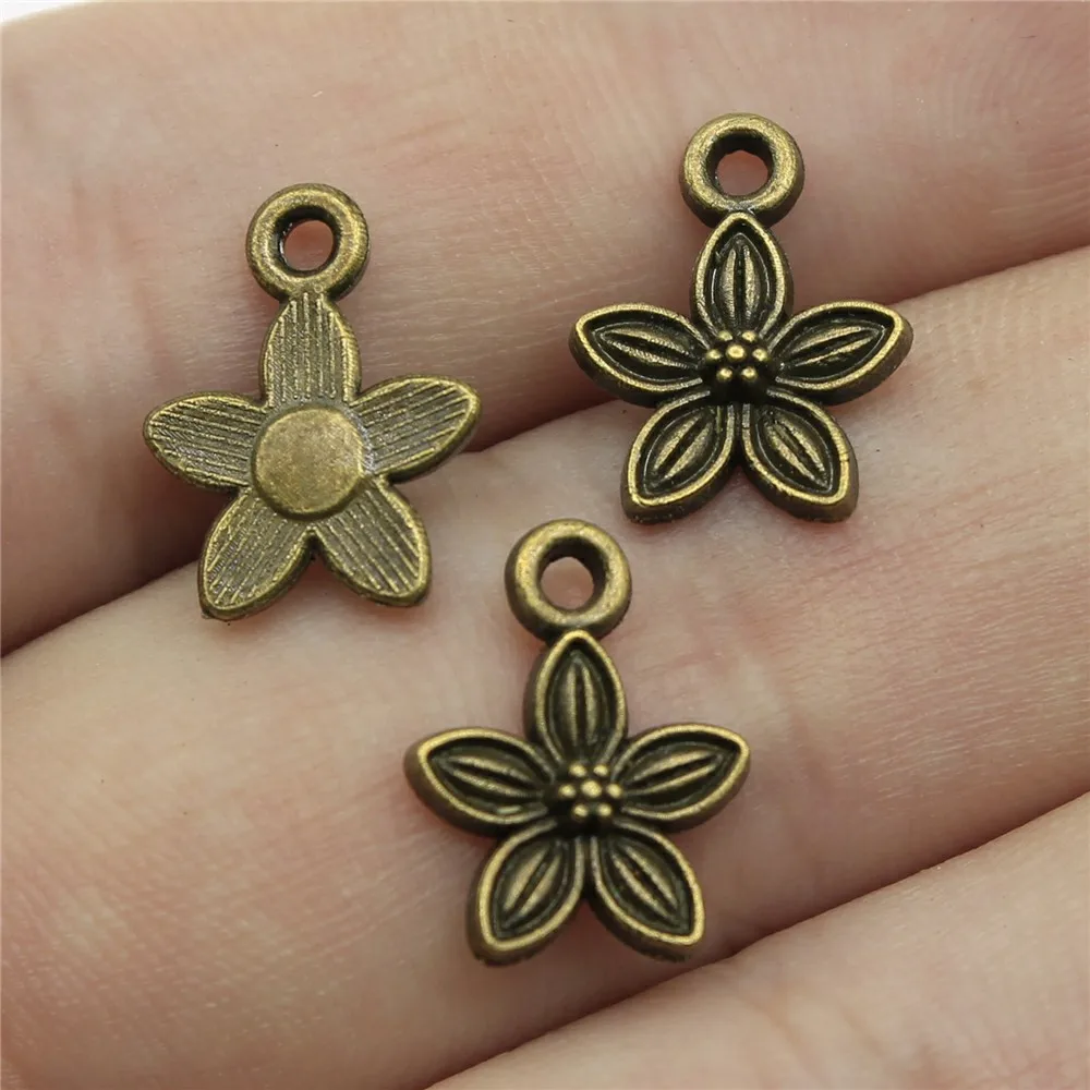 WYSIWYG 40pcs 11x11mm Small Flower Charms Cute Flower Charms For Jewelry Making Flower Charms