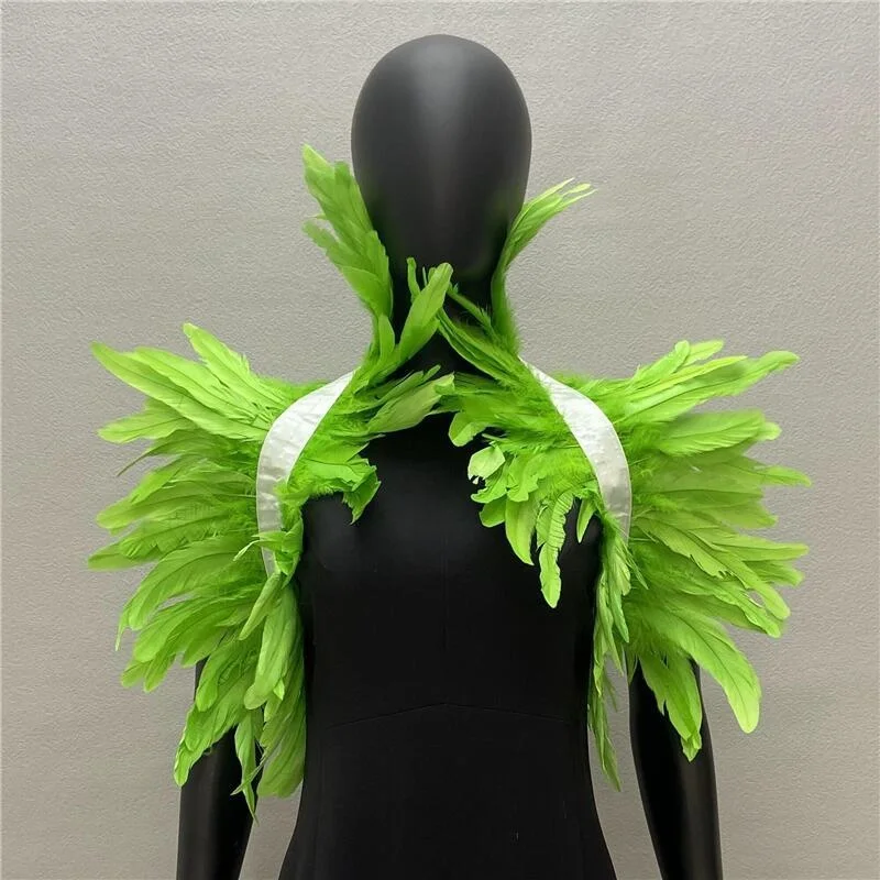 Chal gótico de plumas naturales para mujer, bufanda de cuello falso negro para hombres y mujeres, chal de plumas reales, Cosplay para fiesta de Halloween